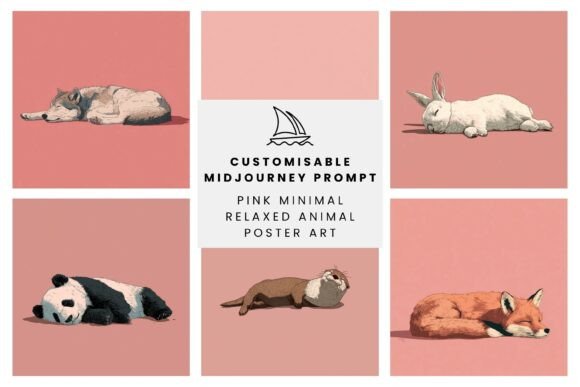 Download Pink Minimal Relaxed Animal Poster Art - Relaxed Collection