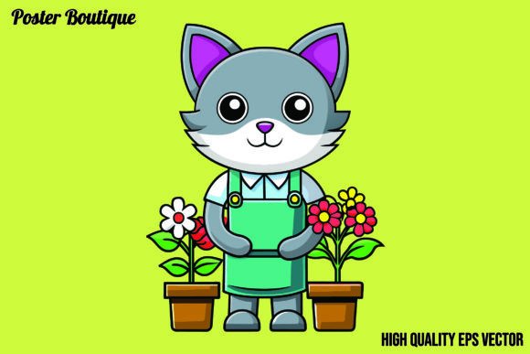 Download Florist Cat Antropomorphic Vector Eps - Florist Collection