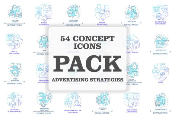 Download Advertising Strategies Concept Icons Set - Premium Resources