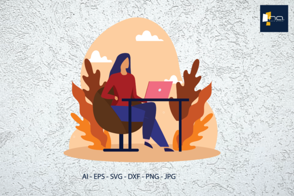 Download Flat Illustration Woman Sitting Relaxed - Relaxed Collection