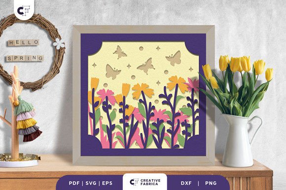 Download Spring Field Meadow 3D Shadow Box SVG - Premium Resources