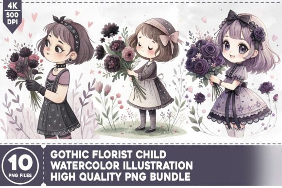 Download Gothic Florist Child PNG Bundle - Florist Collection