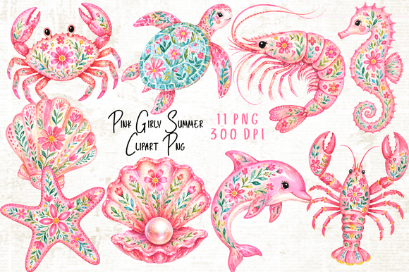 Download Pink Girly Summer Clipart PNG - Girly Collection