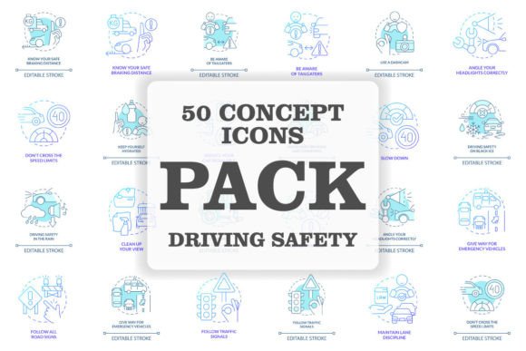 Download Driving Safety Svg Concept Icons Set - Premium Resources