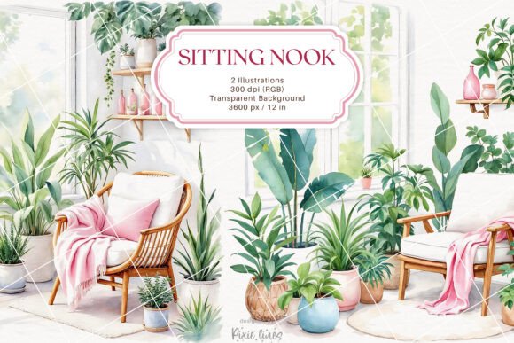 Download Cozy Armchair with Plants, Relaxed Style - Relaxed Collection