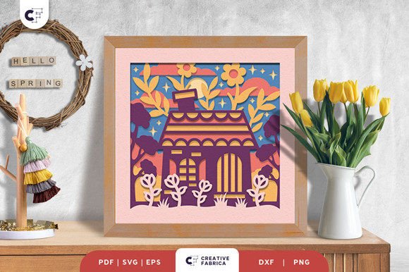 Download Home in the Spring 3D Shadow Box - Premium Bundle